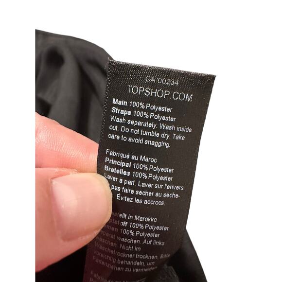 Topshop Black Satin Slip Dress Bow Tie Ribbon Straps Size 12 NWT Formal Cocktail - Picture 9 of 9